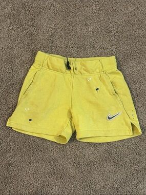 Nike Bright Yellow Kids Athletic Shorts with Swoosh